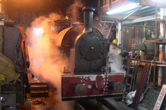 … driving No. 7 back into the shed after Graham Morris passed it’s steaming test. Who said volunteers couldn’t do a 10 year boiler strip down in one winter
