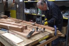 Sunday, 10.3.2019. John chisels out slots in window cills for carriage No. 23 …