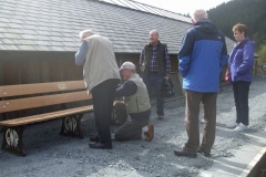 Tuesday, 11th April 2017. Members of the Merioneth Railway Society donate a platform bench for Maespoeth …