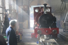 Monday, 4.9.2023. The Engine Shed is quite atmospheric as sun streams through the windows while steam is raised ...