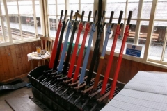 Wednesday, 3.4.2024. Peter is making good progress with re-painting the Signal Box levers to indicate future (as well as current) usages ...