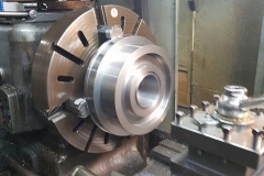 Pony truck wheel being turned ...