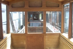 Thursday, 7.5.15. Dave Mundy has been escaping from the election – to varnish down to window shelf level in the south saloon of carriage No. 22.