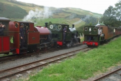 The service train with Nos. 4 and 7 meets another at Brynglas, hauled by ex-Corris loco No. 3.