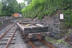… and at the end of the day, a waggon is left in Corris (chained down) to help Steve cut the top of the Churchyard hedge.