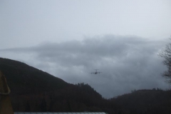 ... as a rare Super Galaxy aircraft makes an exceptionally low pass down the valley!