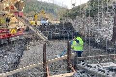 Friday, 11.2.2022. The first delivery of reinforced concrete is delivered which will form the base for the Traverser at Corris Station.