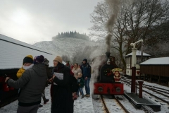 Once passengers have visited Santa at Maespoeth, they congregate on the platform to pose for photos in front of the engine ...