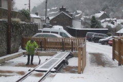 Saturday, 10.12.2022. The first day of Santa Trains and with overnight snow, Stevie is clearing around the traverser, platform and car park just after first light ...