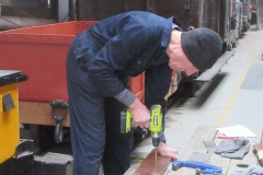 Peter is preparing to mount new planks on platform benches ...