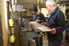 … as Bob helps Chris set up the other beam on the milling machine.