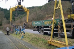 The crane is collected as Steve returns the trolley to the Shed.