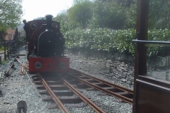 In Corris while running-round, Ben approaches the train with No. 7, ready for its return trip ...