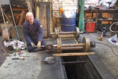 … while Andy fits axleboxes to wheelsets for one of carriage No. 23’s bogies ...