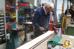 … while in the Carriage Shed, Phil is painting the new sign for the Signal Box …