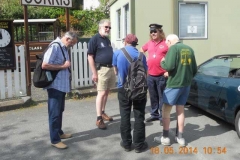 Sunday 18.05.2014. A group are visiting from the West Somerset Railway and assemble in Corris...