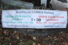 Saturday, 11.11.2023. Our advertising banner for Santa Trains is out opposite the entrance to Machynlleth Leisure Centre ...