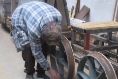 ... and Tony has been applying undercoat to the velocipede wheels ...