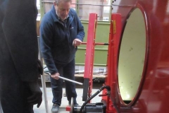 ... as Bill and Peter add spacer blocks to the rear of No. 10 - the first one fitted was not easy ...