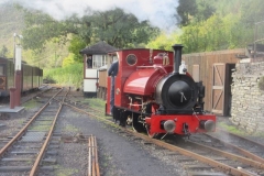 ... and with steam up, reverses back to the Signal Box under Bill's watchful eye ...