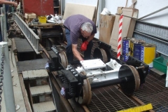 Meanwhile, Andy has finished assembling another carriage bogie (well, as far as he can go for the moment) …