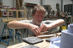 Tuesday, 30.6.15. Neil carefully countersinks brass fittings for carriage No. 22 …