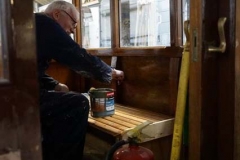 … while Phil varnishes the interior of carriage No. 20 …
