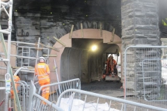 Meanwhile in Machynlleth, the initial shotcreting of the arch has been completed, and the floor is being levelled prior to laying a reinforced concrete base slab.