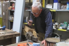 ... while inside the Shed, Andy is hammering away on roof components for carriage No. 24.