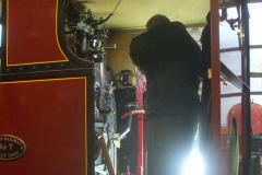 Sunday, 9.1.2022. Trefor is working on the gauge glass fittings in the cab of No. 7.