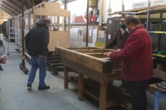 The Tuesday Gang have the frames of the Slab Waggon back up on the bench ...