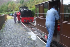 Simon performs some minor work on loco No. 11 (in consultation with Trefor), while Steve completes his checks on the passenger train …