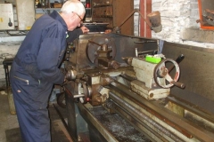 Tuesday, 17.9.2019. Bob continues to relieve the back of the axlebox covers for carriages 23 and 24 …