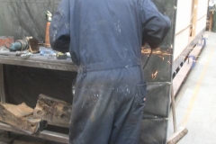 Friday, 16.9.2022. Adrian adopts his regular stance, welding and grinding ...