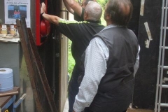 ... and there is just time left to fix a fire alarm bell by the entrance to the Shed.