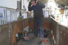 … while Ade prepares to cut out more steel from the Queen Mary waggon …