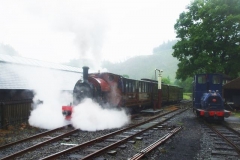 The Queen's Platinum Jubilee Bank Holiday Weekend. Sunday, 5.6.2022. It is wet today (in contrast to the previous few days), so steam effects are accentuated as an Up train departs Maespoeth ...
