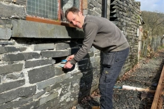 Even though all of the banks in Machynlleth have now closed John designs his own "hole in the wall" (ATM) in the East wall of the Maespoeth engine shed.