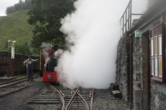 Before starting services, No. 7's boiler is blown down ...