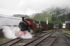 Saturday, 12.8.2023. No. 7 departs Maespoeth on the first Up train of the day, in wet, misty conditions ...