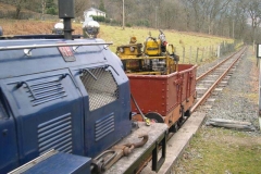 … and with work complete and the buffer beam re-fixed, No. 6 is used to propel the waggon and generator up the line to undertake some minor work.