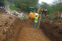 … followed by excavating the sub-soil down to a firm foundation, levels being checked constantly.