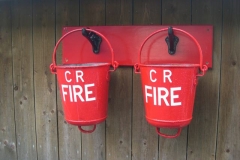 During the week, the promised fire buckets have arrived and been hung outside the Carriage Shed.