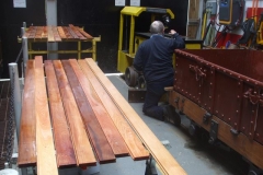 Tony has been continuing with sealing roof planks for carriage No. 23 and Graham fits dumb buffers to one end of loco No. 9.