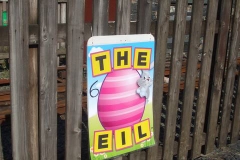 Easter Day, Sunday, 21.4.2019. A number of signs have been put out at Corris, along the line and here at Maespoeth, as part of an Easter Egg Hunt for our smaller visitors over the Bank Holiday weekend.