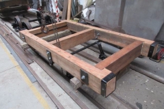 Tuesday, 21.4.2023. The underframes for the Drop-side Heritage waggon have been moved, brake gear added and holes drilled to take the axleboxes.