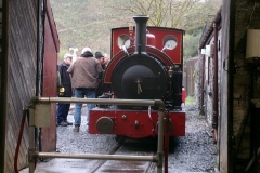 Saturday, 13.4.2024. A group collect around the steam locos outside the Engine Shed ...