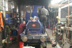 Sunday, 22.2.15. Trefor and Simon are trying other things to get all three cylinders of No. 6 running sweetly …