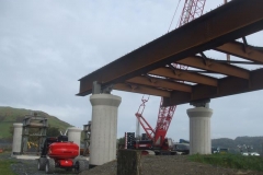 Southern Extension. New Dyfi Bridge scheme. Thursday, 20.10.2022. The incrementally launched main viaduct has now reached the end of its run and the crane which assembled the sections for launching has been re-positioned ...