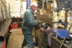 Bob is shaping metal in the Engine Shed …